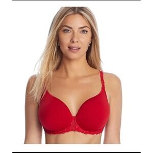 Simone Perele Andora 3D Convertible Lace Trim Underwire Bra Tango Red Size 36E
